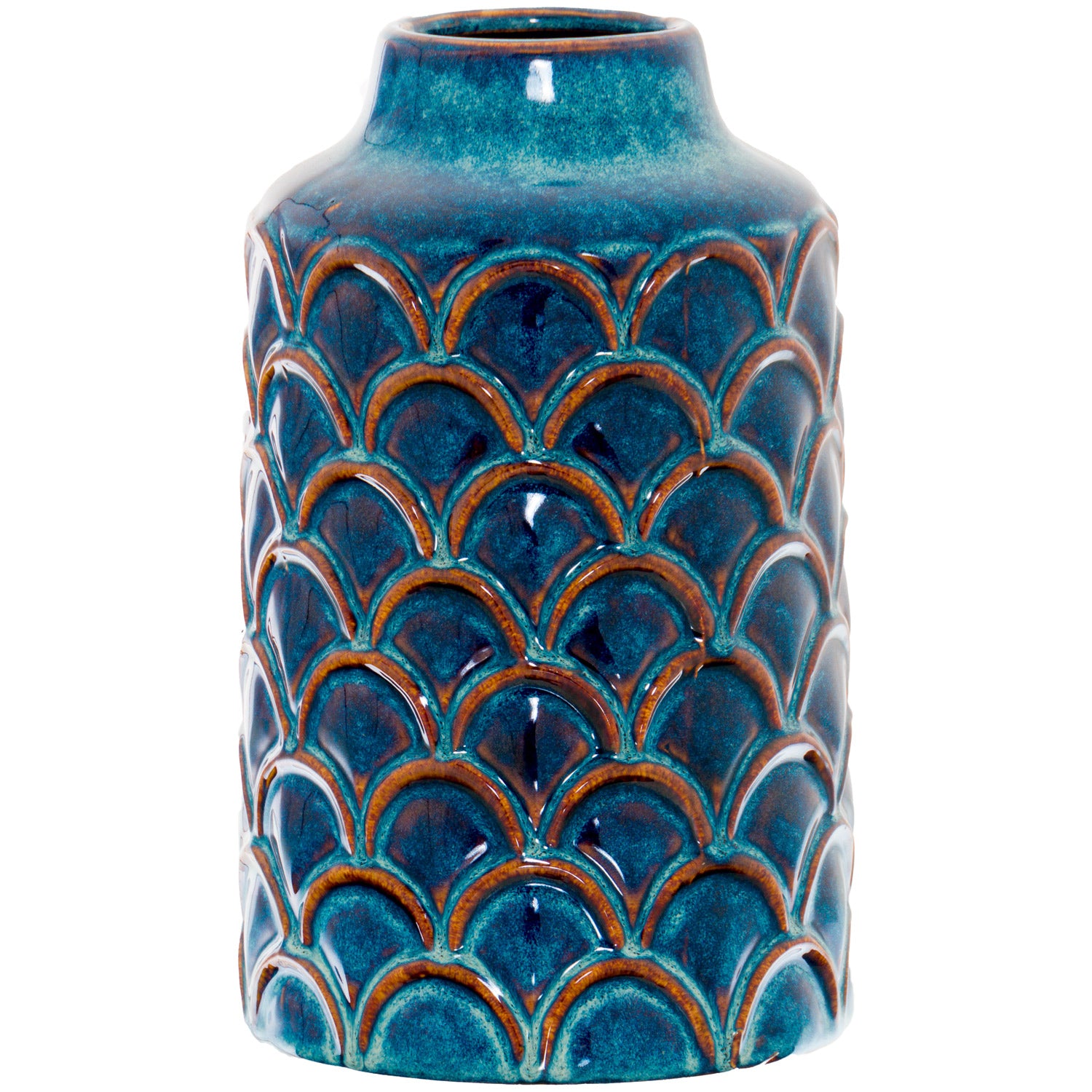 Seville Collection Indigo Scalloped Vase