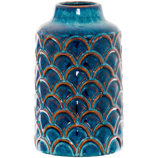 Seville Collection Indigo Scalloped Vase