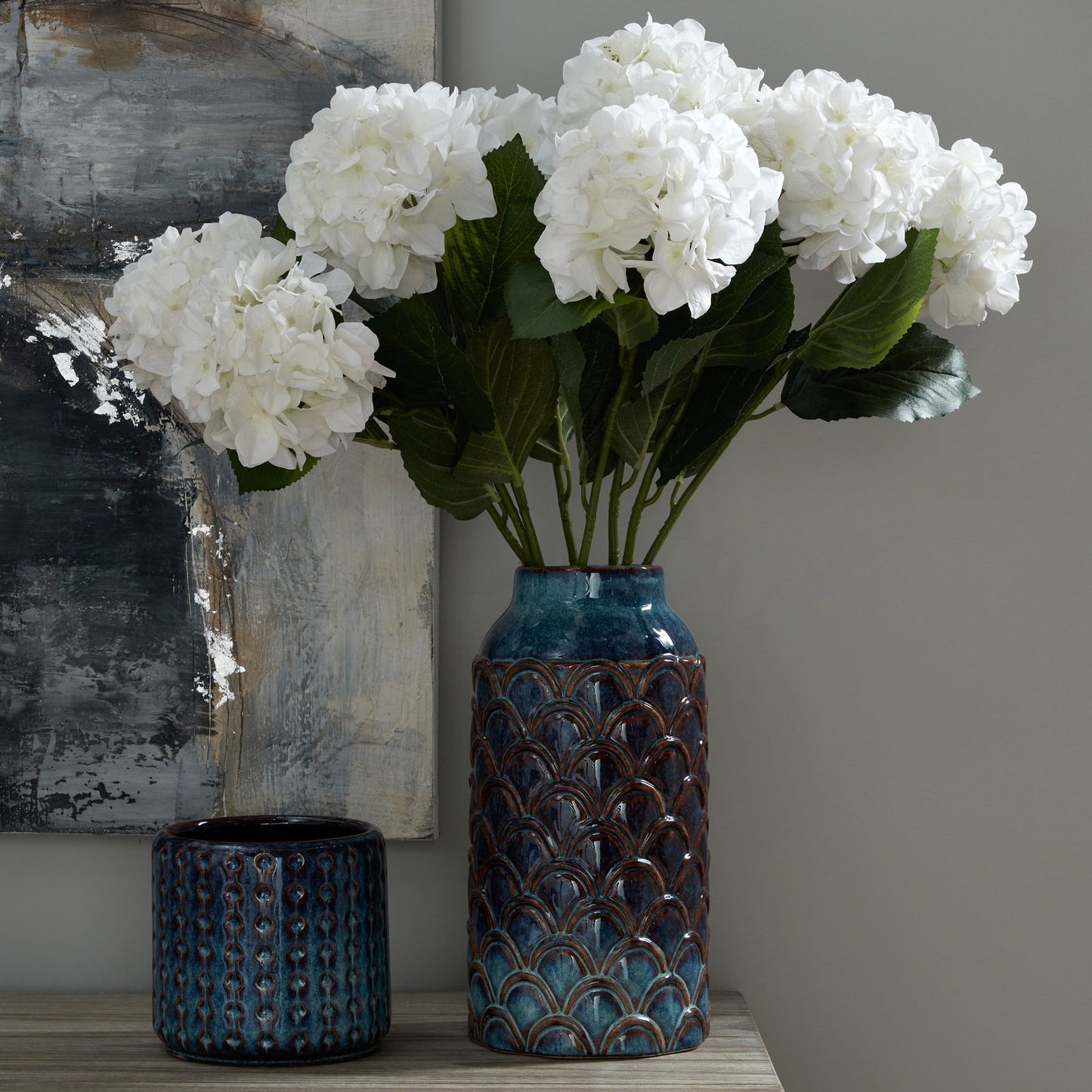 Seville Collection Indigo Scalloped Vase - Large