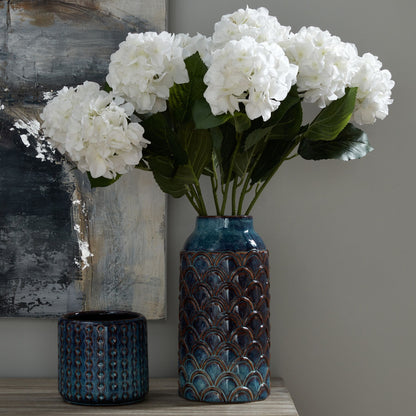 Seville Collection Indigo Scalloped Vase - Large