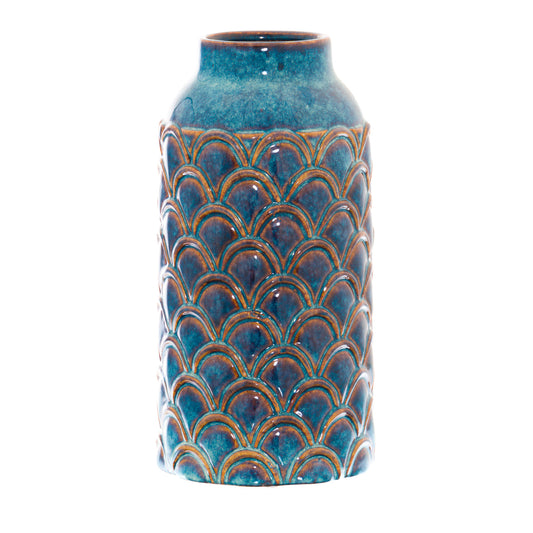 Seville Collection Indigo Scalloped Vase - Large