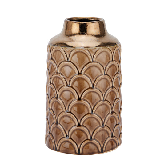 Seville Collection Caramel Scalloped Vase - Small