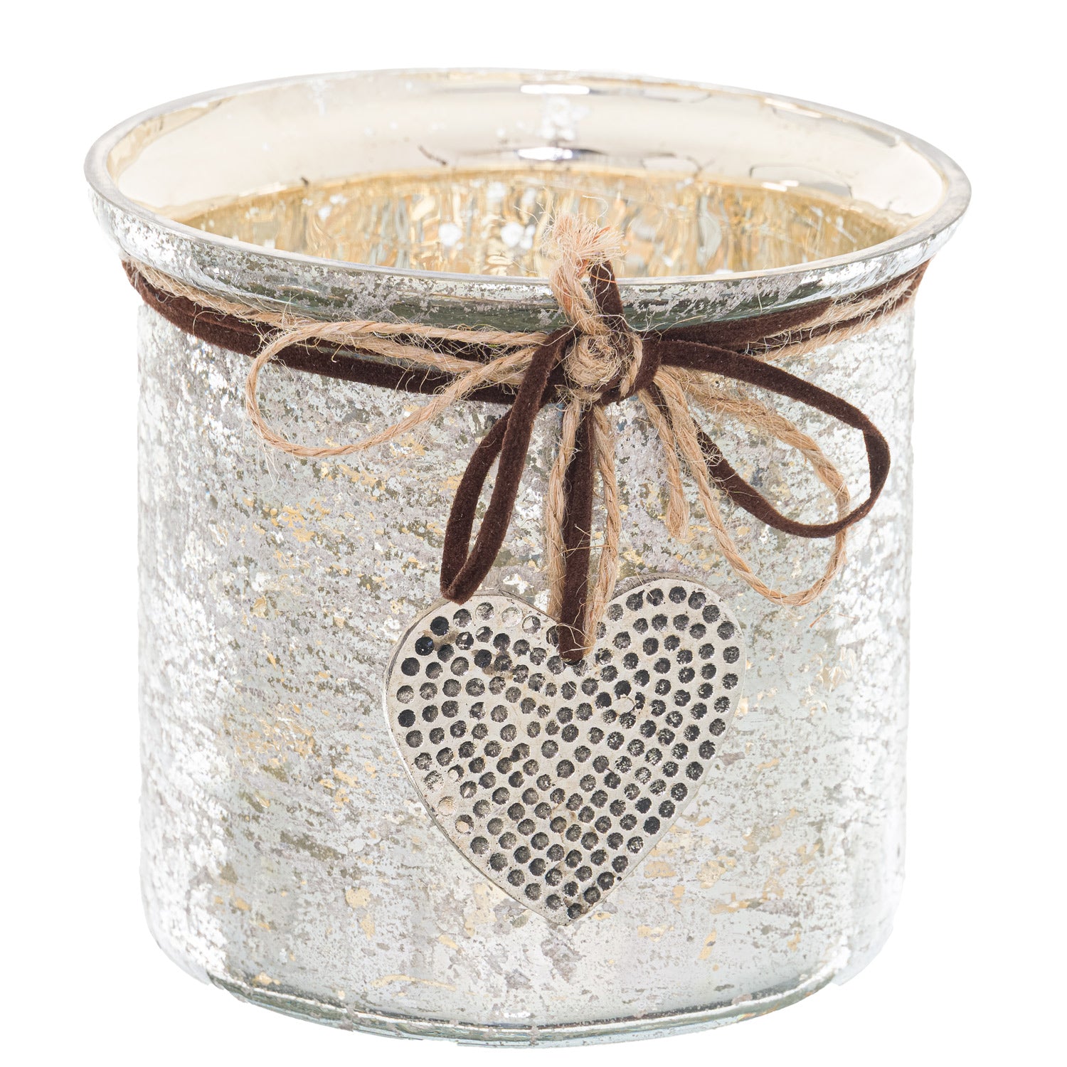 Mercury Hammered Heart Candle Holder - Small