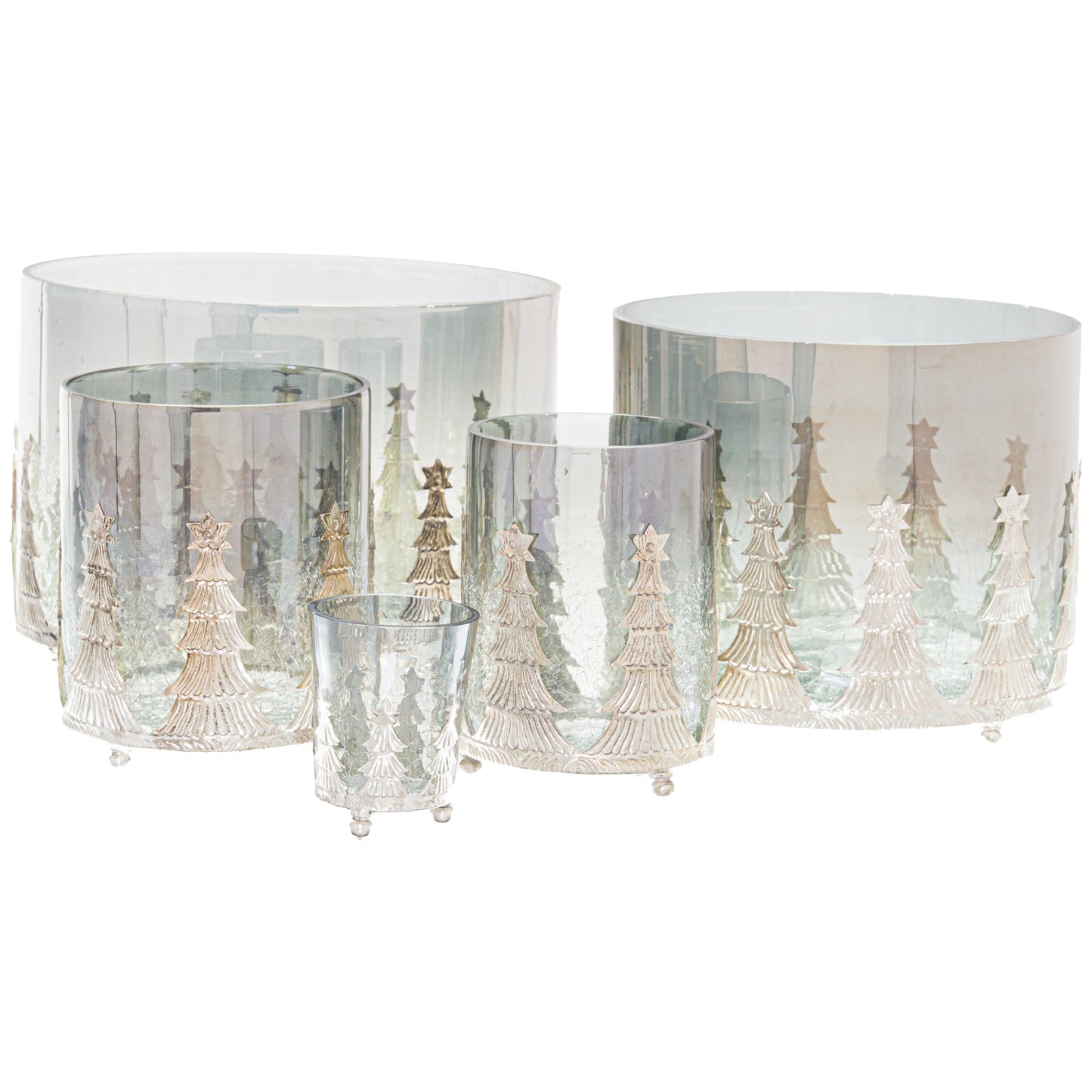 The Noel Collection Christmas Tree Crackled Candle Holder - Small