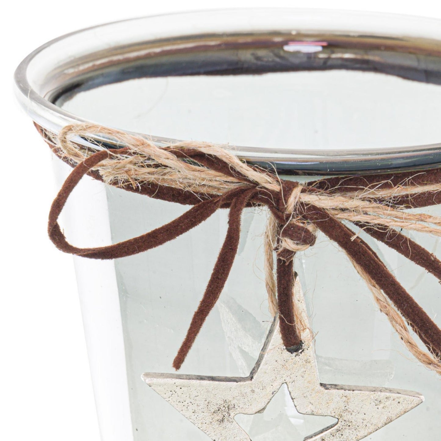Smoked Midnight Hammered Star Candle Holder - Small