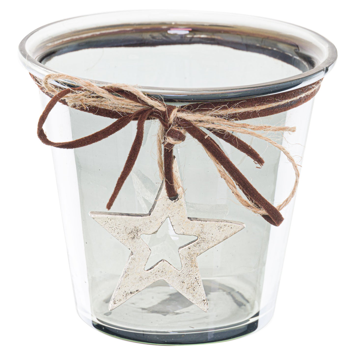 Smoked Midnight Hammered Star Candle Holder - Small