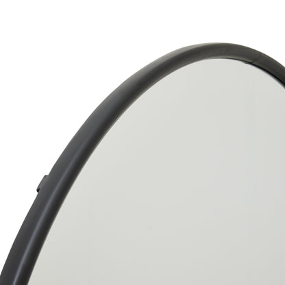 Black Circular Metal Wall Mirror - Large