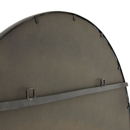 Black Circular Metal Wall Mirror - Large