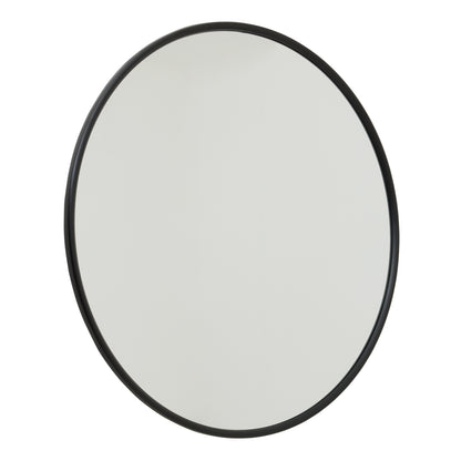 Black Circular Metal Wall Mirror - Large