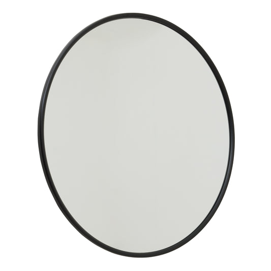 Black Circular Metal Wall Mirror - Large