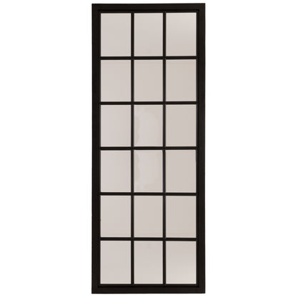 Black Wooden Window Mirror - Tall