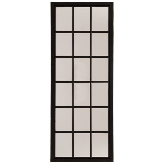 Black Wooden Window Mirror - Tall