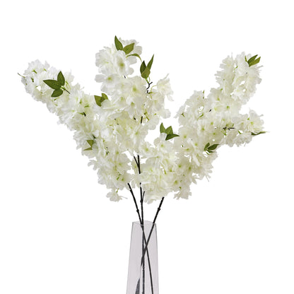 White Full Cherry Blossom Stem - Large