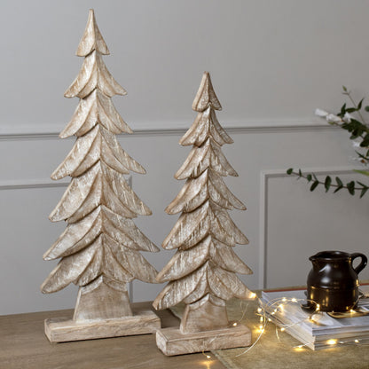 Carved Wood Christmas Tree - Large