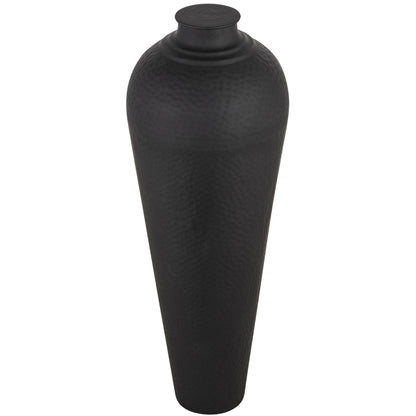 Matt Black Hammered Vase With Lid - Large