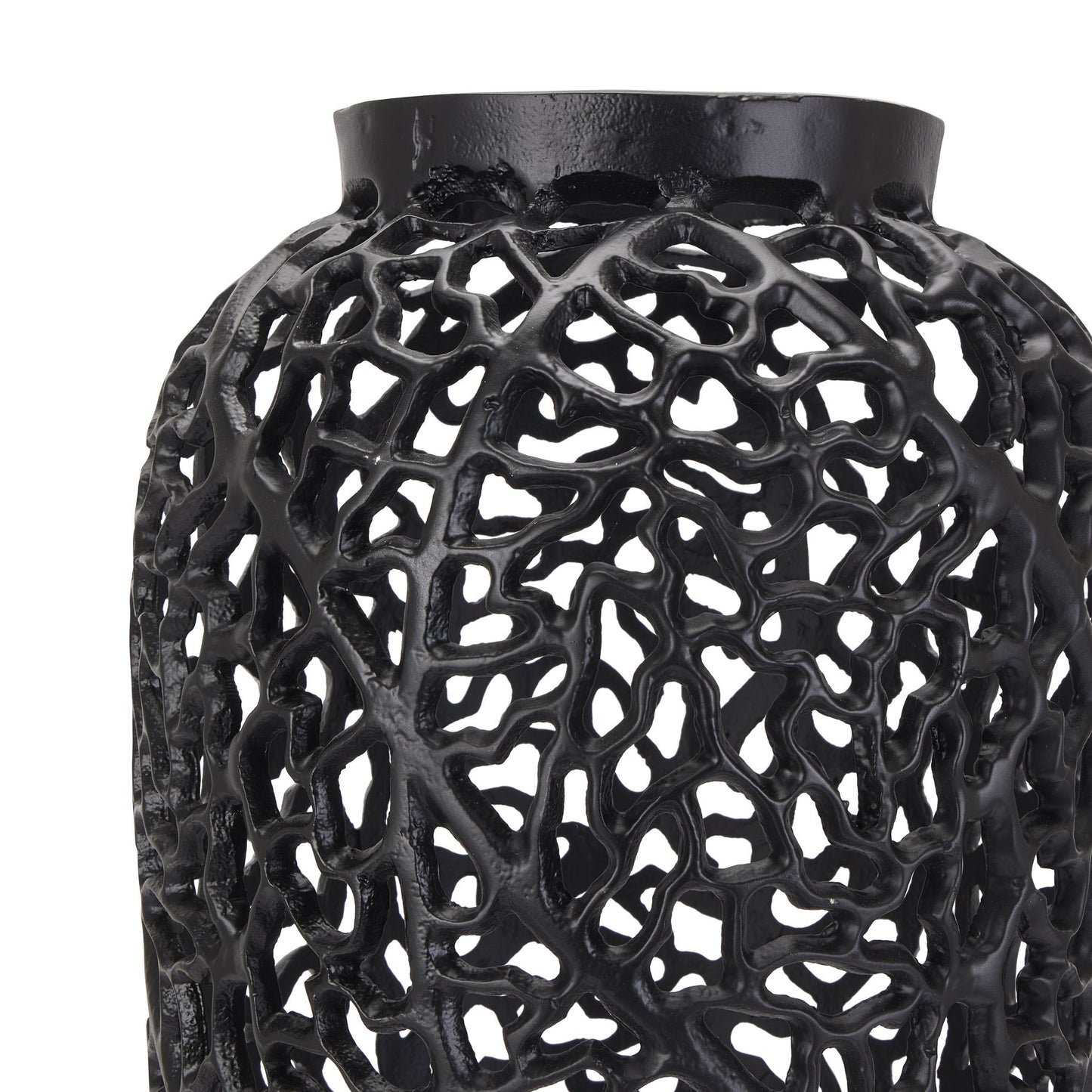 Black Cast Lattice Vase - Large