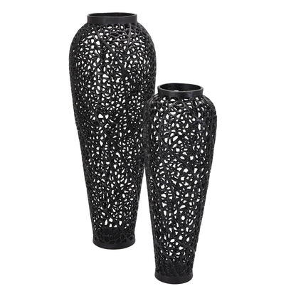 Black Cast Lattice Vase - Large
