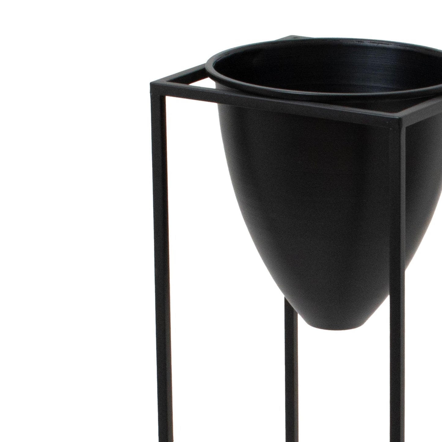 Matt Black Bullet Planter On Black Frame - Large