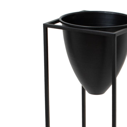 Matt Black Bullet Planter On Black Frame - Large