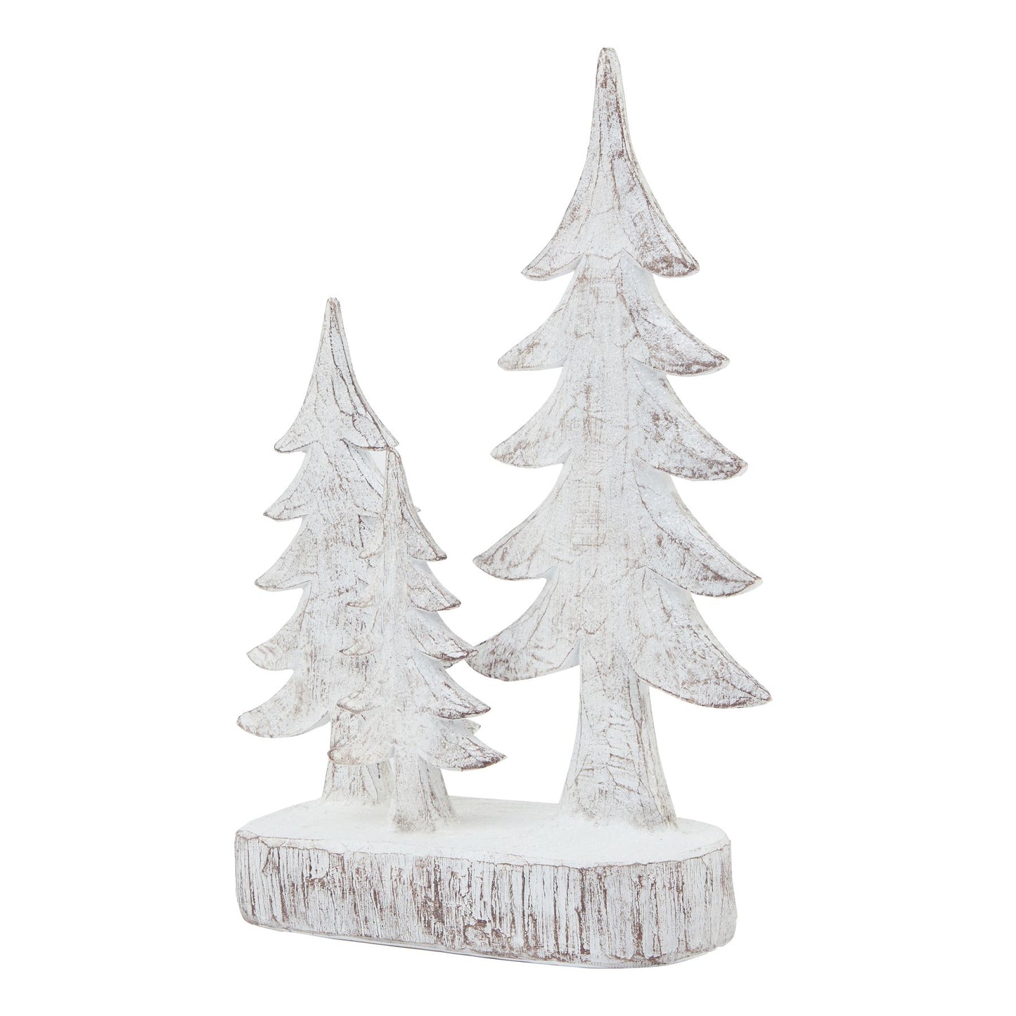 Three Snowy Pine Tree Sculpture - Small