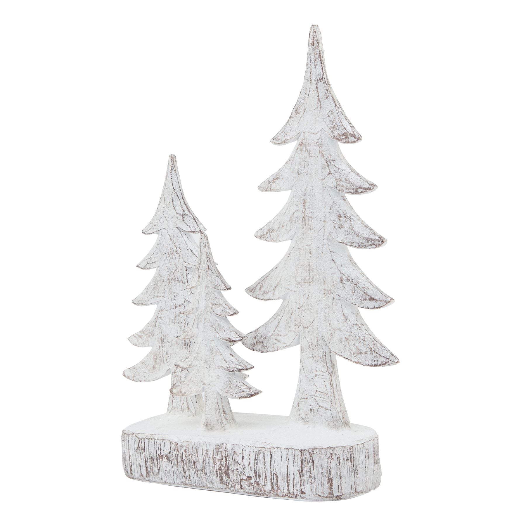 Three Snowy Pine Tree Sculpture - Small