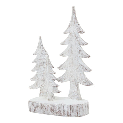 Three Snowy Pine Tree Sculpture - Small