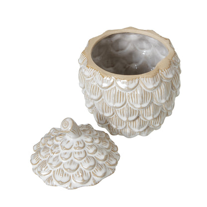 Ceramic Pine Cone Trinket Dish With Lid - Large