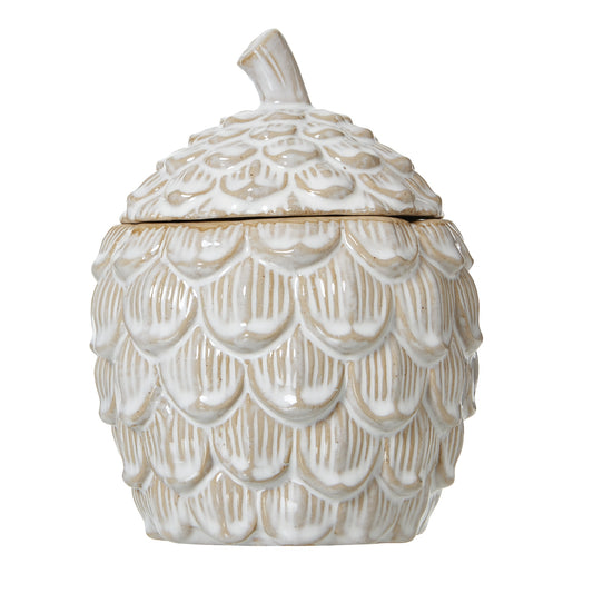 Ceramic Pine Cone Trinket Dish With Lid - Large