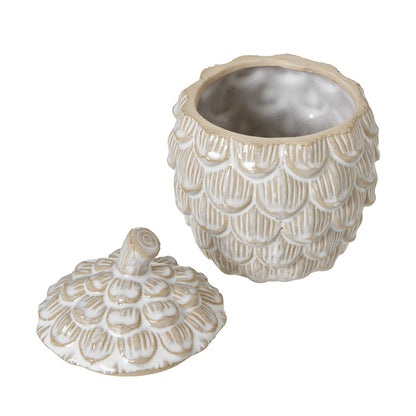 Ceramic Pine Cone Trinket Dish With Lid - Medium