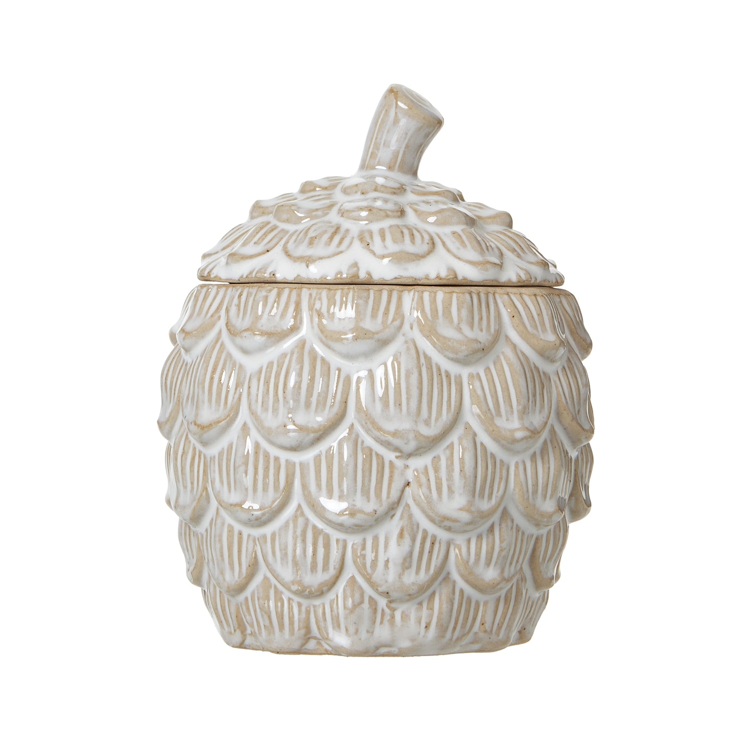 Ceramic Pine Cone Trinket Dish With Lid - Medium