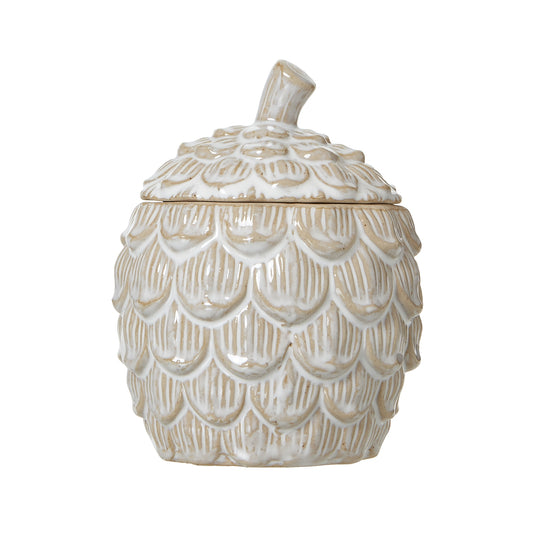 Ceramic Pine Cone Trinket Dish With Lid - Medium