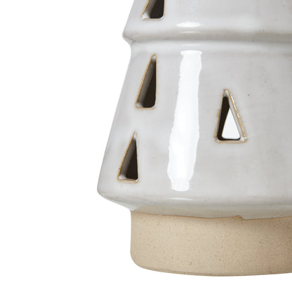 White Ceramic Cut-Out Tree With LED Lights - Medium