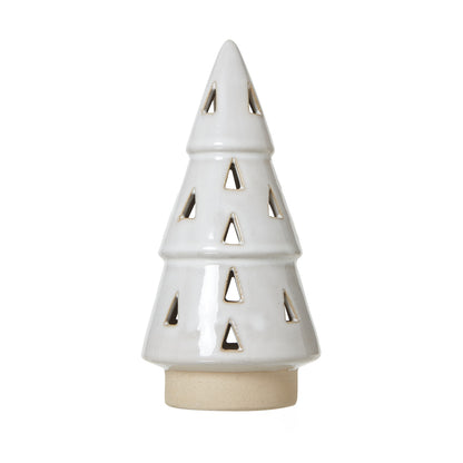 White Ceramic Cut-Out Tree With LED Lights - Medium