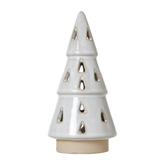 White Ceramic Cut-Out Tree With LED Lights - Small