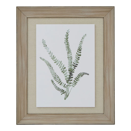 Watercolour Delicate Fern Print In Washed Wood Frame