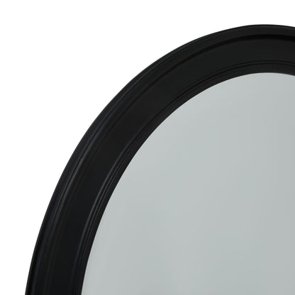 Black Wood Round Framed Mirror - Large