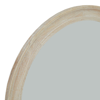 Washed Wood Round Framed Mirror - Large