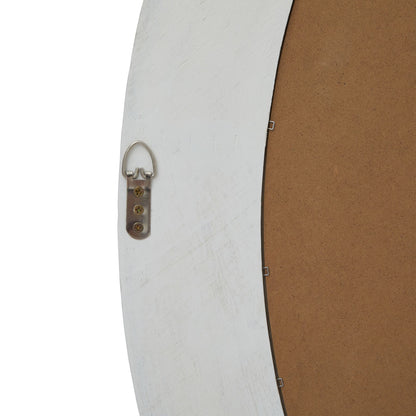 Washed Wood Round Framed Mirror - Large