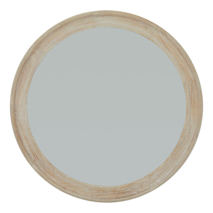 Washed Wood Round Framed Mirror - Large