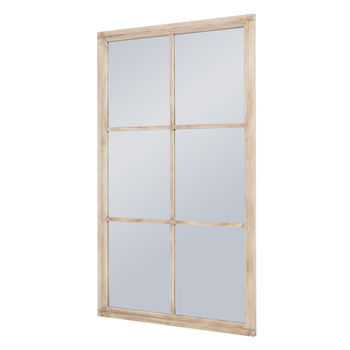 Washed Wood Window Mirror - Large