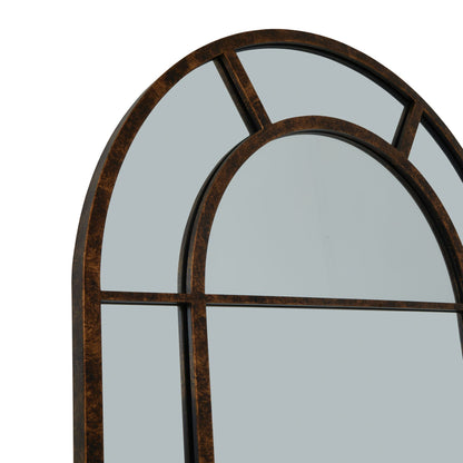 Rust Effect Arched Window Mirror - Large