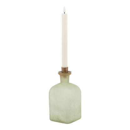 Smoked Sage and Aged Brass Candle Holder Vase - Large