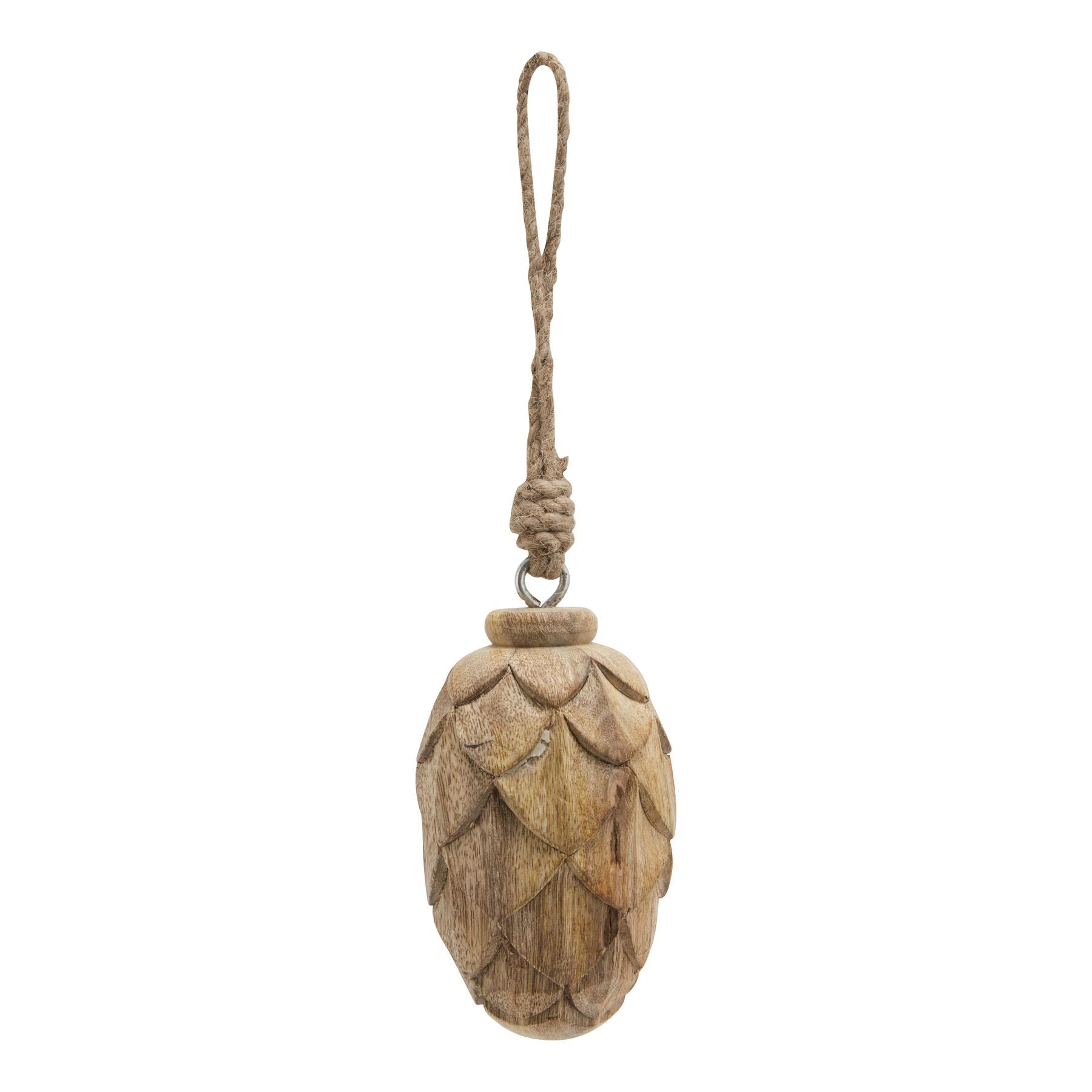 Natural Wooden Pine Cone Bauble - Small