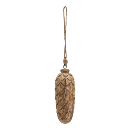 Natural Wooden Pine Cone Bauble - Large