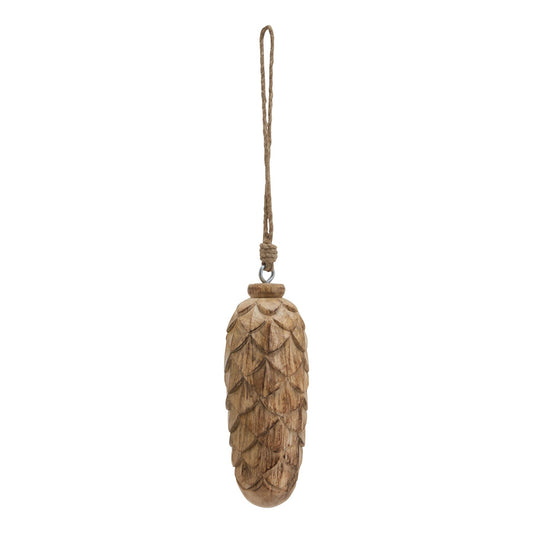 Natural Wooden Pine Cone Bauble - Large