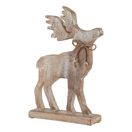 White Wash Collection Wooden Sparkle Stag Decoration - Large