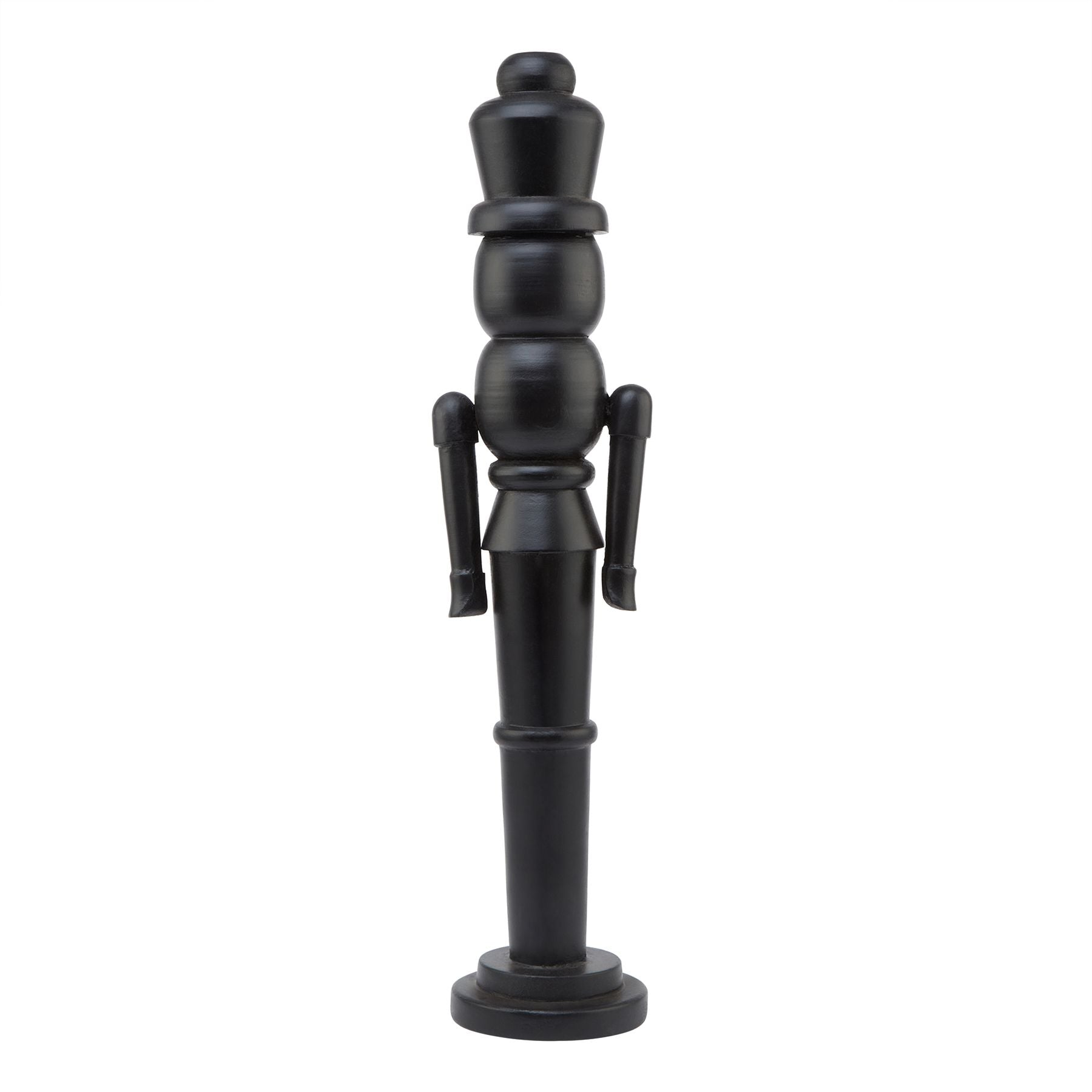 Minimalist Black Wooden Nutcracker Decoration - Large