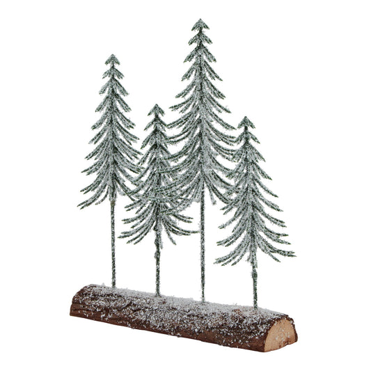 Snowy Spindle Tree Quad In Wood Log - Small