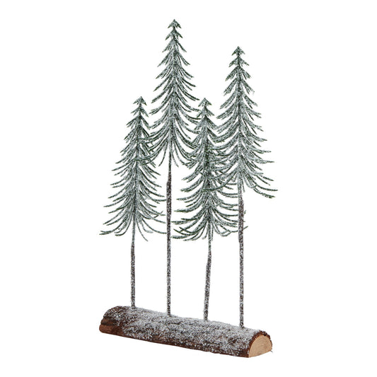Snowy Spindle Tree Quad In Wood Log - Medium