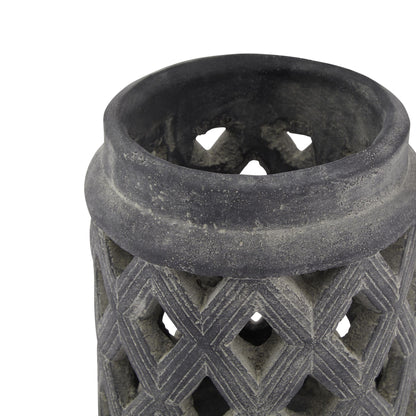 Amalfi Grey Lattice Lantern - Large